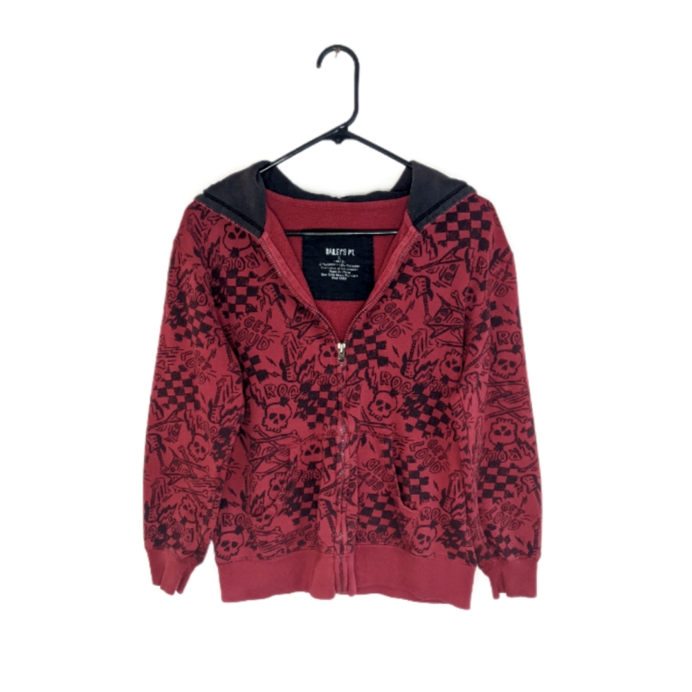 Y2K/2010's Grunge Skull/Crossbone Print Tumblr Girl Zip Up Hoodie